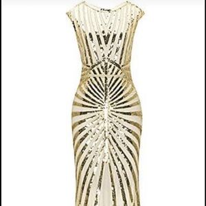Gatsby theme Gold Mermaid Style Dress Size S